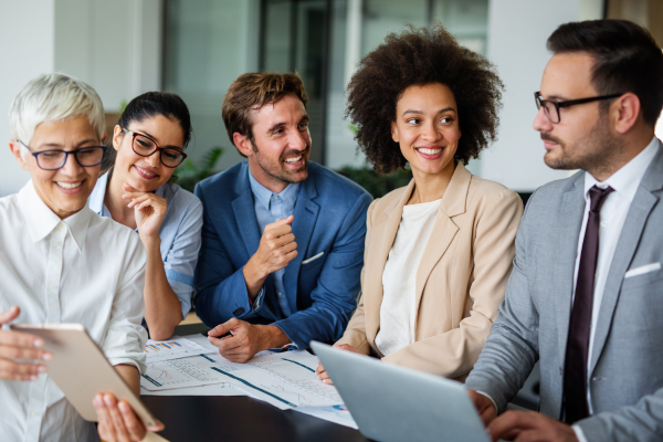 Pentair employee talking with colleague