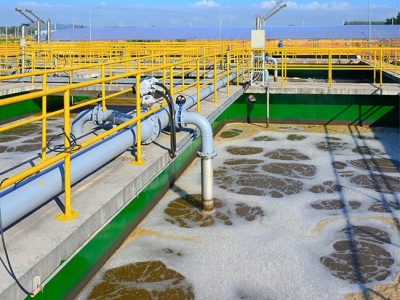 Top view of wastewater treatment plant 