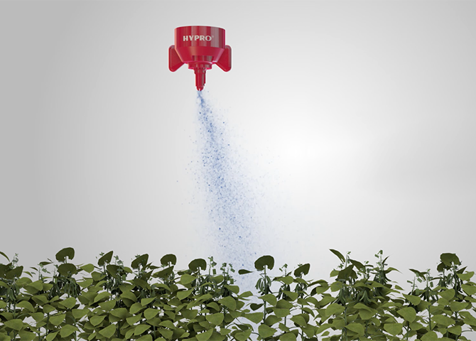 Inclined Pattern Surrounds Plant with Spray