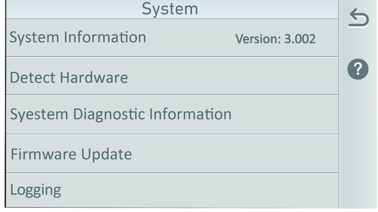 bottom menu item, firmware update